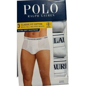Polo Ralph Lauren 2X Men's Classic Fit  All Cotton Mid-Rise Briefs 3 Pack